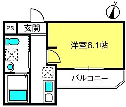 DELIGHT TOWN 3階1Kの間取り