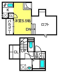 CB東大宮ライブリー 2階1Kの間取り