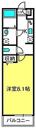 エステイトＢ東岩槻 2階1Kの間取り