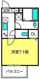 ジーメゾン見沼大和田フィエルテ 1階1Kの間取り