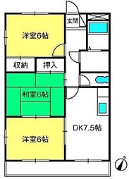 ロイヤルヒルズ 6階3DKの間取り