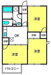 レーベンプラザ 2階3DKの間取り