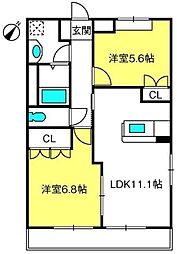 グリーンワン 2LDKの間取図画像