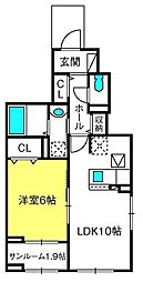 グラン アヴェニールI 1LDKの間取図画像