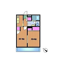 杉崎コーポラス 2Kの間取図画像