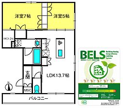 イーストサイド新白岡 2LDKの間取図画像