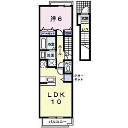 クラール・ブリーゼ 1LDKの間取図画像