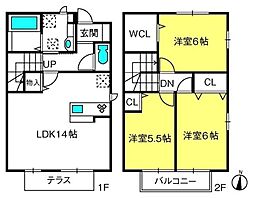 テラスハウス 3LDKの間取図画像