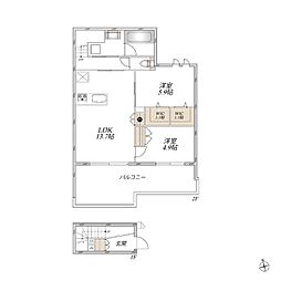 casa clair 2LDKの間取図画像