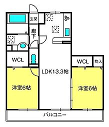 ブライトB 2LDKの間取図画像