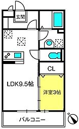 ヴィラオーヤ 1LDKの間取図画像