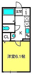 MQuarto岩槻 1Kの間取図画像