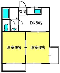 カーサアザレア 2DKの間取図画像