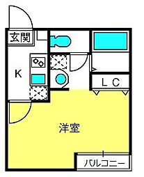 リベルテ大和田 1Kの間取図画像