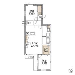 レザンテラス 2LDKの間取図画像