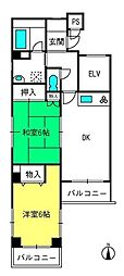 ロマーナ参番館 2DKの間取図画像