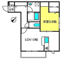 ブライト八木崎 1LDKの間取図画像