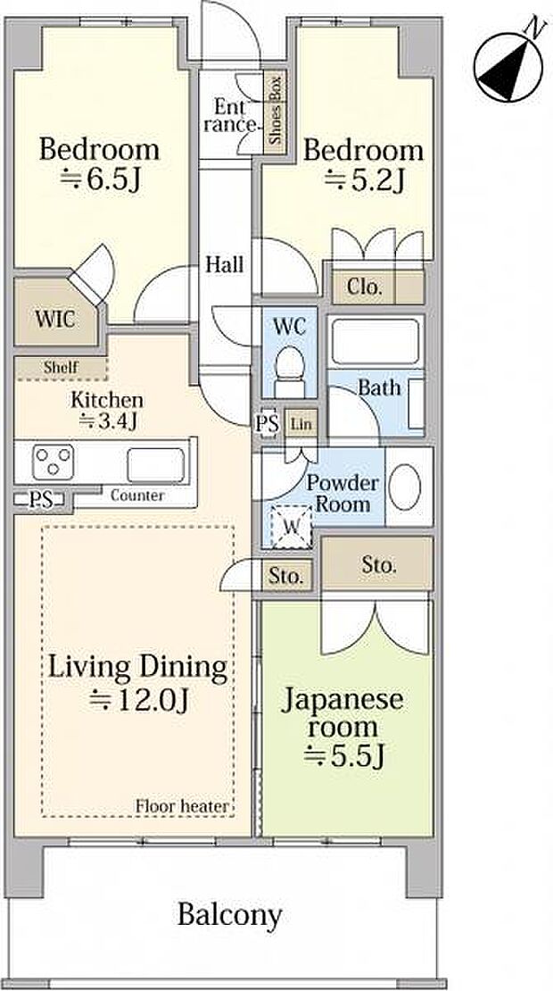 アデニウム鵜の木ＴＨＥ　ＲＥＳＩＤＥＮＣＥ(3LDK) 2階の間取り