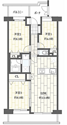 コスモフェスタ蕨 3LDKの間取図画像