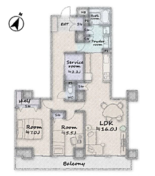 リプレ川口一番街1号棟 2SLDKの間取図画像