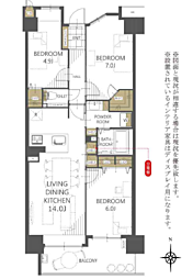 フォルスコートグランマークス 3LDKの間取図画像