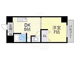 YKマンション 2階1DKの間取り