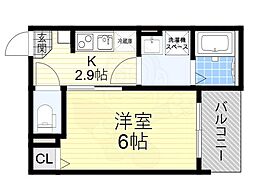 CLOUD 放出 1階1Kの間取り