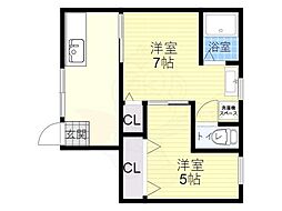 藤光園 2階2Kの間取り