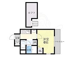 エステムコート大阪城前OBPリバーフロント 9階1Kの間取り