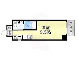 カーサリック同心 10階ワンルームの間取り