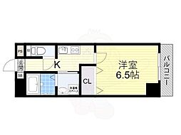 京阪本線 野江駅 徒歩7分の賃貸マンション 6階1Kの間取り