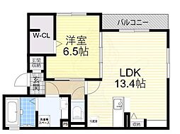 フローラ2 2階1LDKの間取り