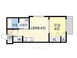 Osaka Metro中央線 深江橋駅 徒歩2分の賃貸アパート 1階1LDKの間取り