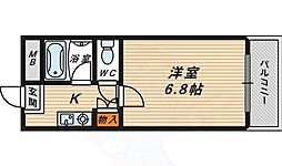 フローラル横堤 1階1Kの間取り