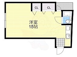 マンション吉見 2階ワンルームの間取り