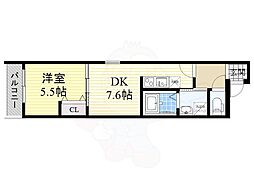 Osaka Metro谷町線 太子橋今市駅 徒歩5分の賃貸アパート 2階1DKの間取り