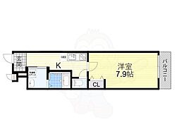 フジパレス城北公園通2番館 3階1Kの間取り