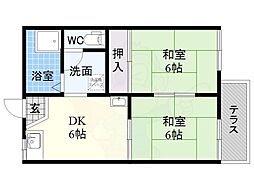 ハイツ アサヒ A・B棟 1階2DKの間取り