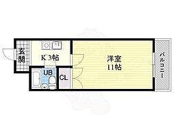 東洋プラザ蒲生 7階1Kの間取り