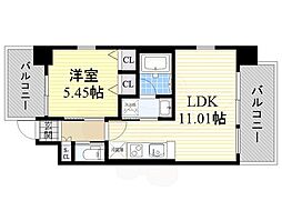 プレジオ城東中央 5階1LDKの間取り