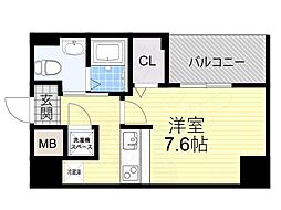 ヴァンクール城東 5階ワンルームの間取り