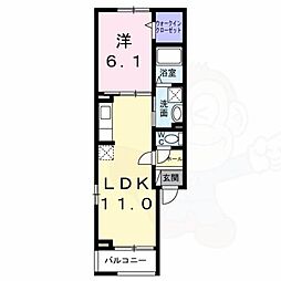 フェリシダ 2階1LDKの間取り