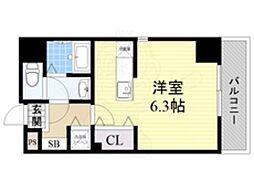 JR大阪環状線 京橋駅 徒歩5分の賃貸マンション 5階ワンルームの間取り