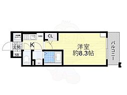 エスリード大阪グランフォート 6階1Kの間取り