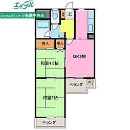 栄ビクトリーマンション 2DKの間取図画像