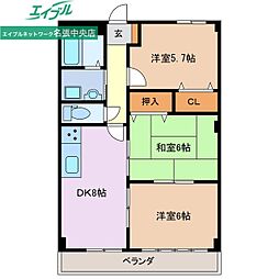 グランディール・雅2 3DKの間取図画像