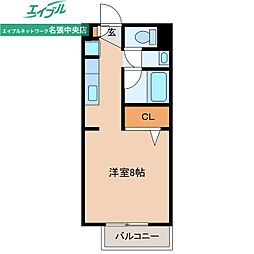 エクセルハイムB 1Kの間取図画像