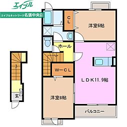 プロムナード 2LDKの間取図画像