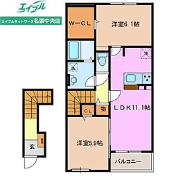 ムゲット 2LDKの間取図画像
