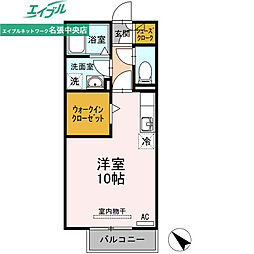 カサベルテ ワンルームの間取図画像